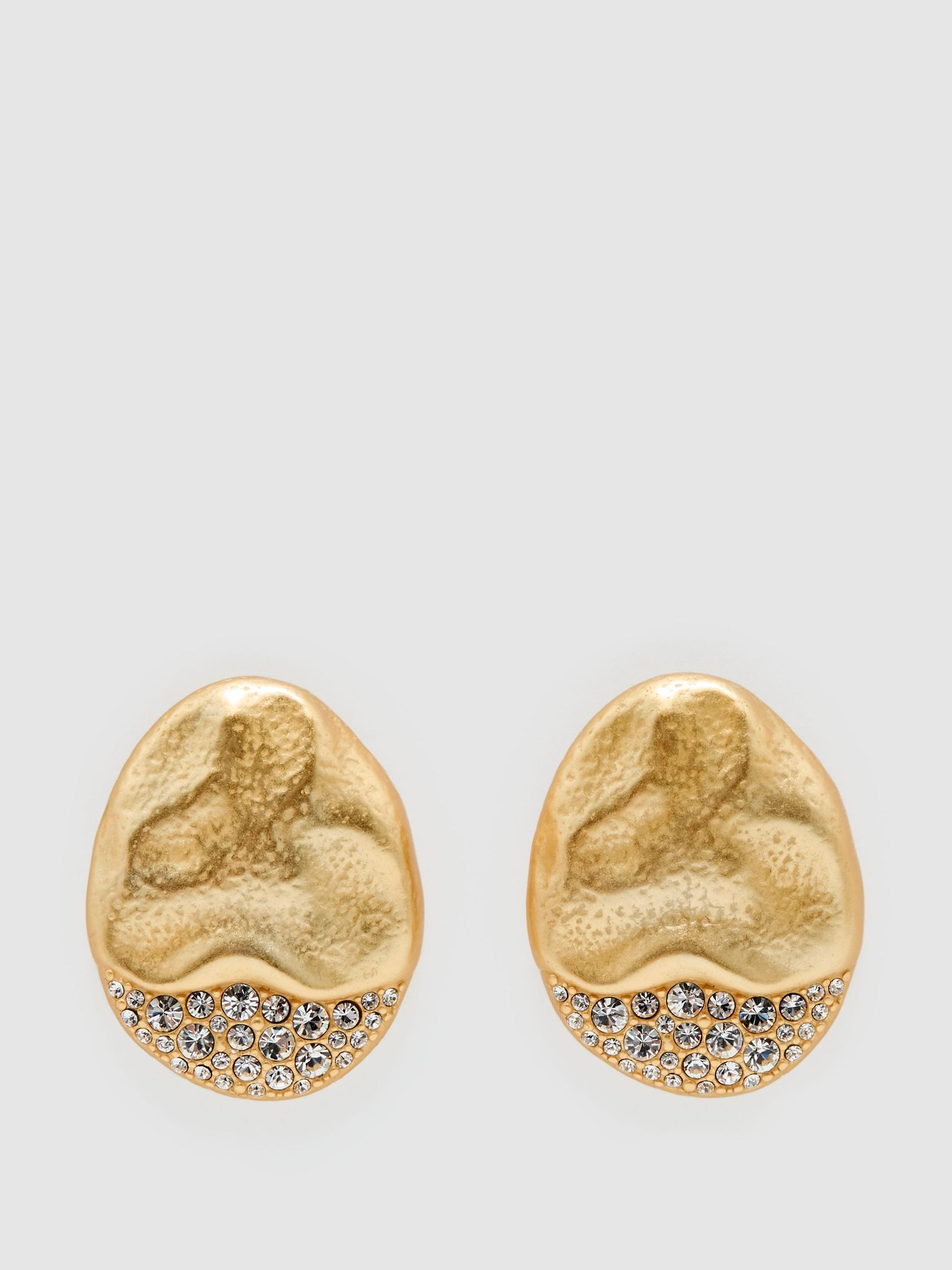 Tonalité d'or - Crystal-detail Molten Stud Earrings