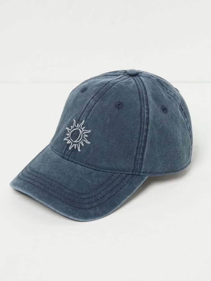 Blue Embroidered Sun 100% Cotton Cap (AA7126) | $28