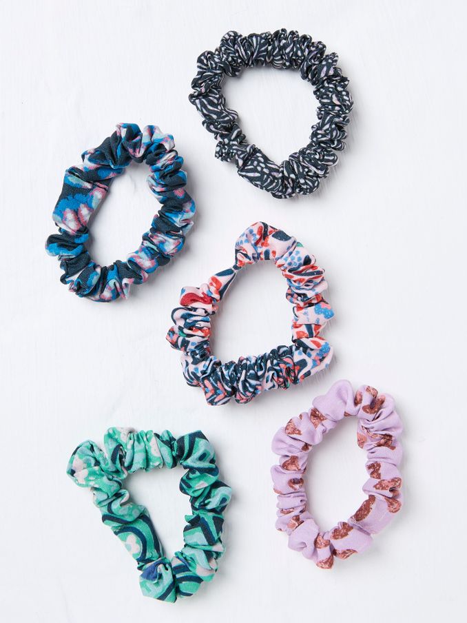 Navy Wonderment Print Scrunchies 5 Pack (AA7166) | $16