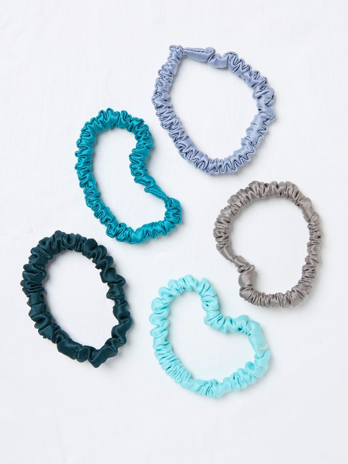 Blue Plain Satin Scrunchies 5 Pack (AA7176) | €13.50