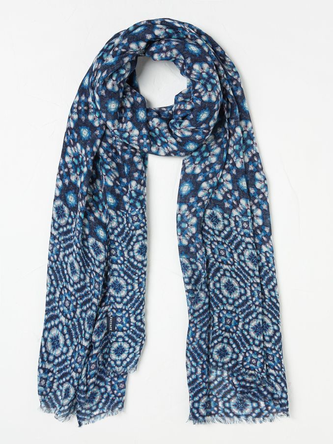 Navy Floral Jaquard Scarf (AA7245) | $34
