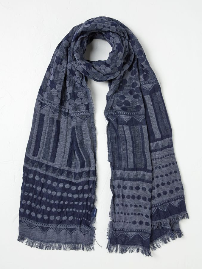 Navy Geometric Printed Lightweight Scarf (AA7247) | $38