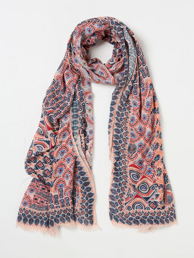 Pink Patchwork Printed Lightweight Scarf (AA7248) | $38