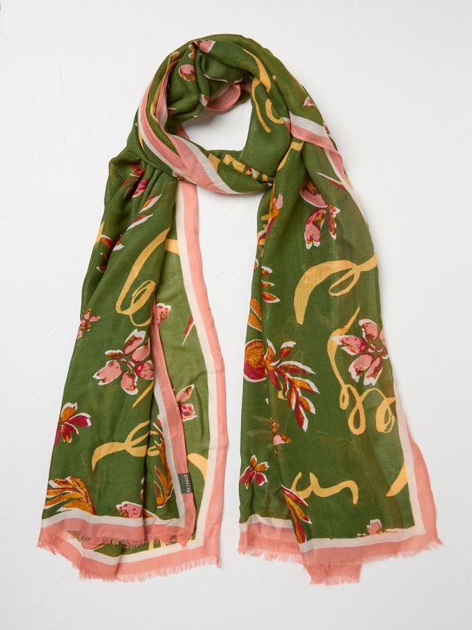 Green Wilding Printed Lightweight Scarf (AA7251) | €33