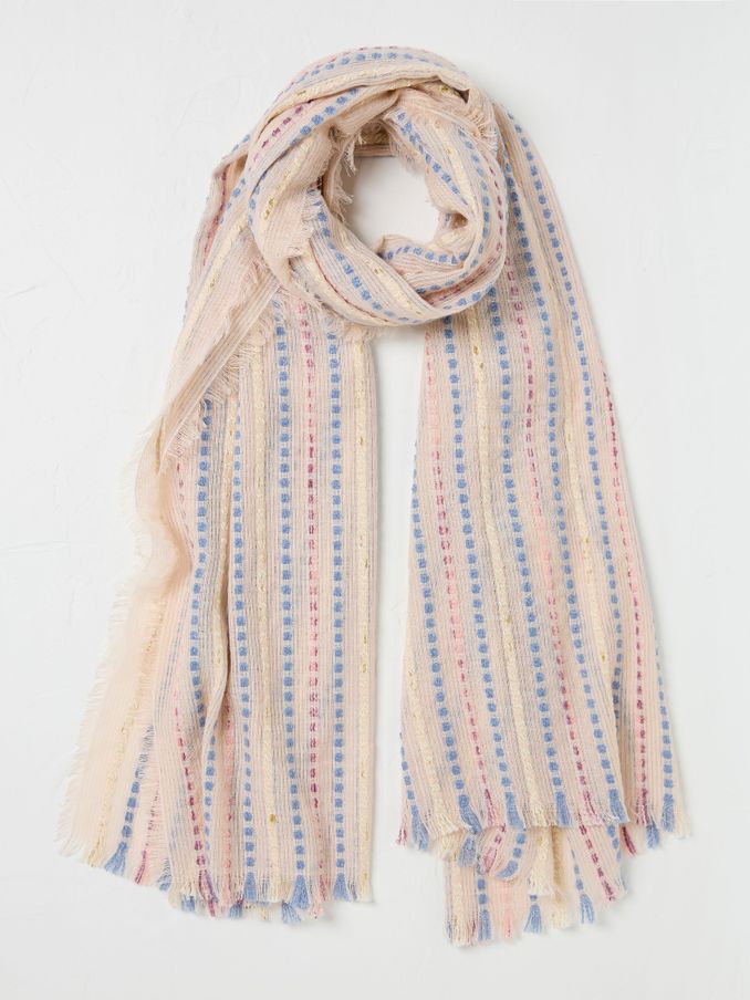 Ivory Stripe Textured Scarf (AA7256) | €18
