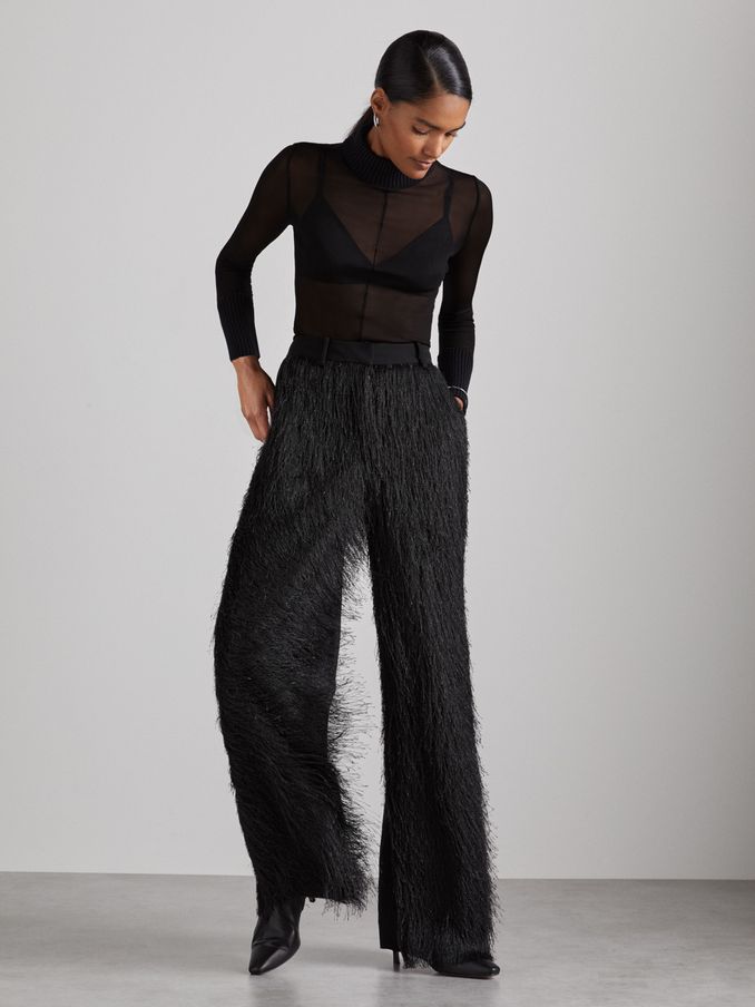 Atelier Fringed Crepe Trousers in Black (AA7959) | €223