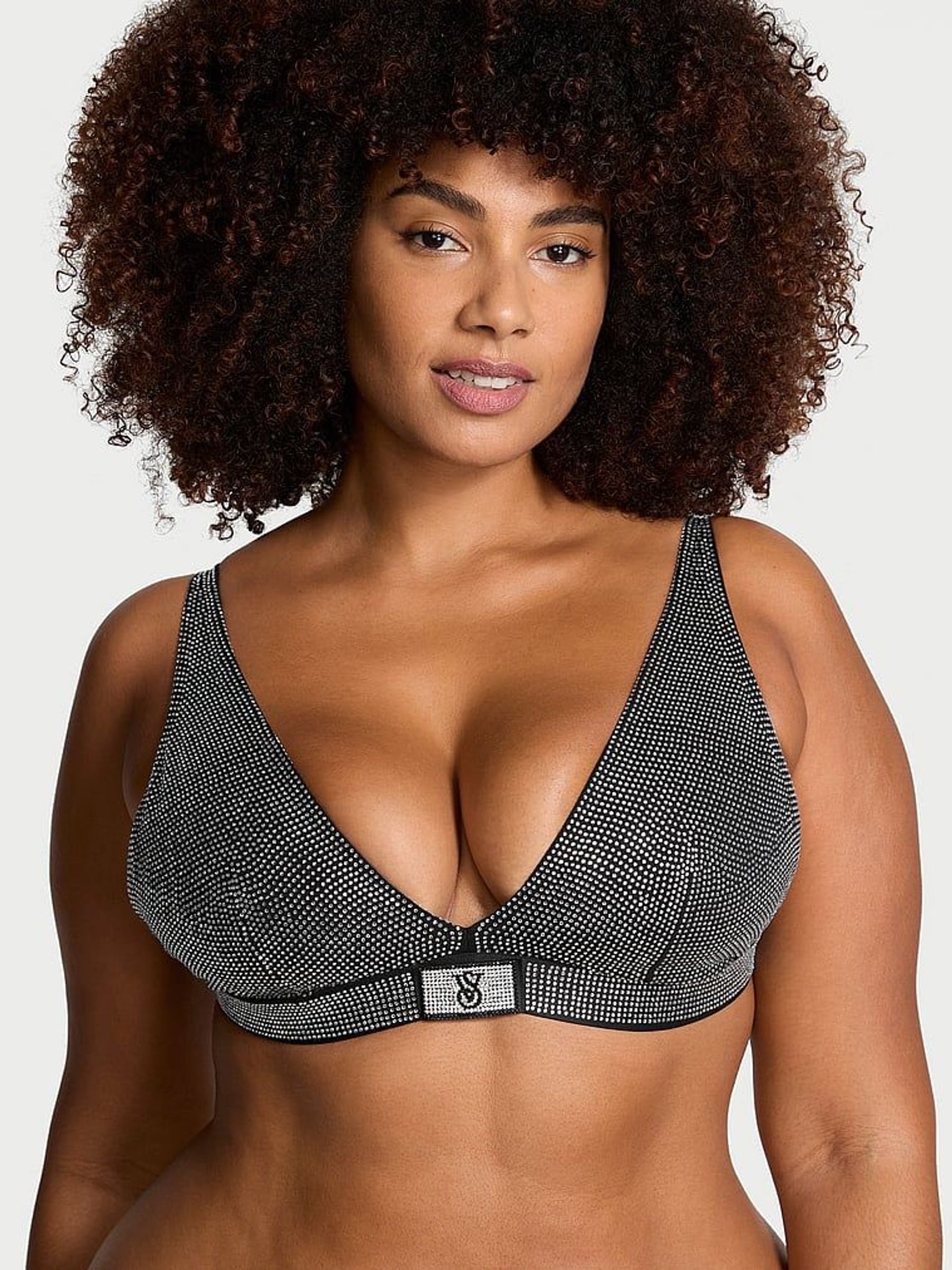 Black Diamante Shine Plunge Bralette (AA9522) | €43