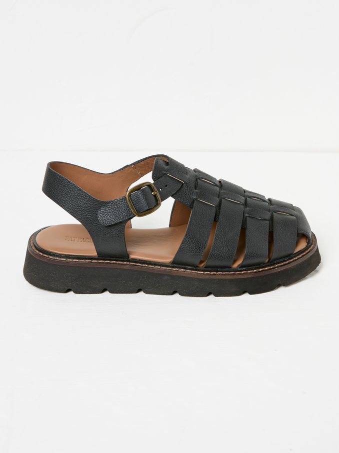 Elodie Black Fisherman Sandal (AB1065) | $102