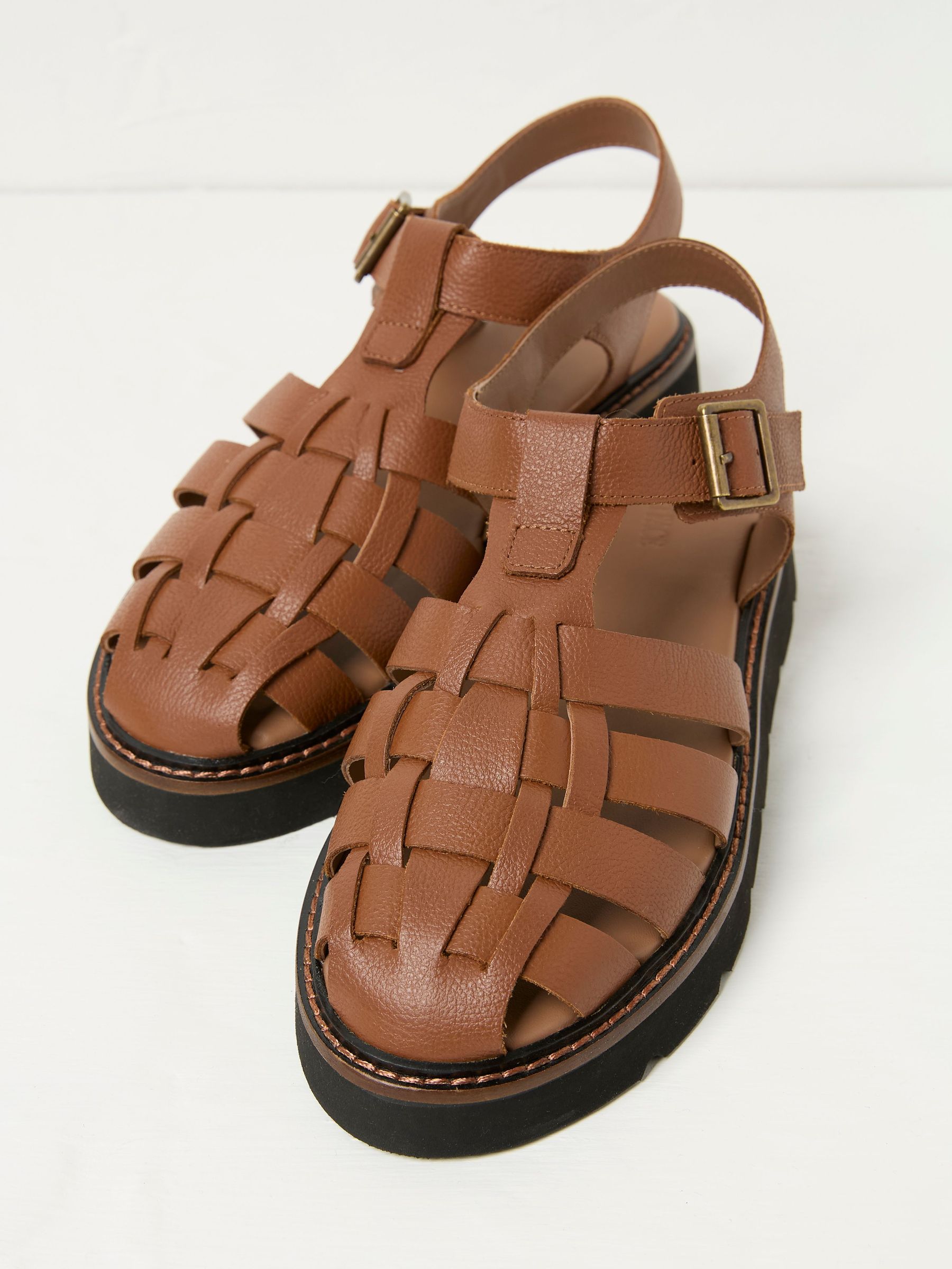 Cali Tan Brown Cage Sandal (AB1067) | $102