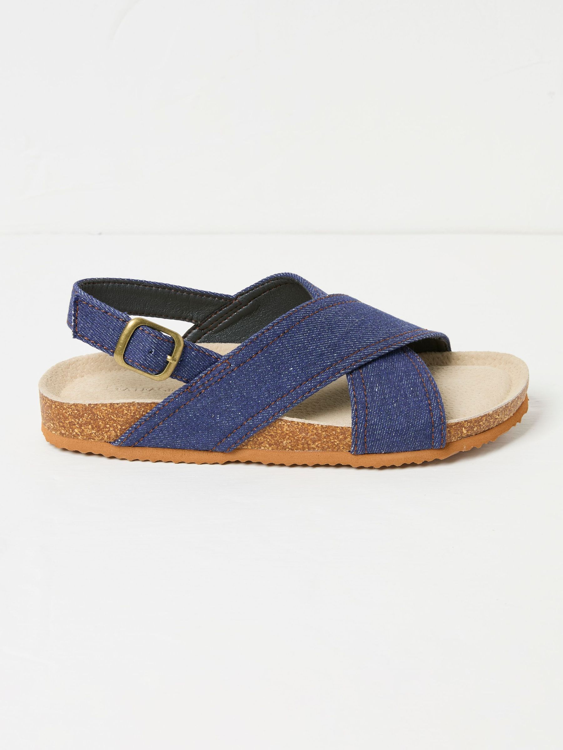 Denim Crossover Strap Footbed Sandal (AB1072) | $60