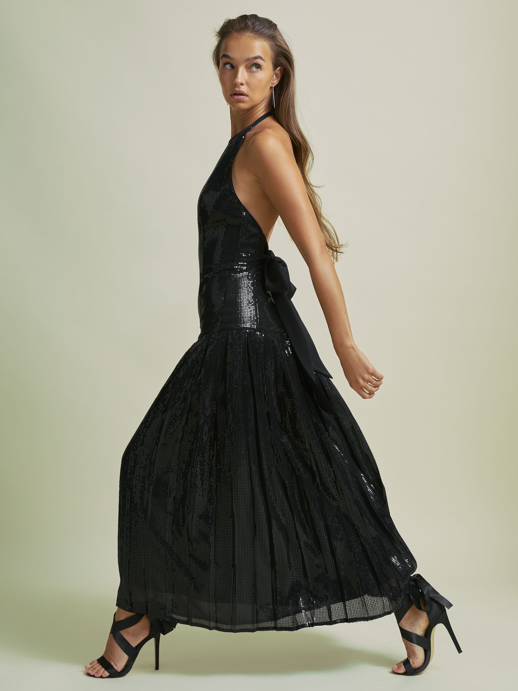 Sequin Halter Neck Dress in Black (AB1719) | €320