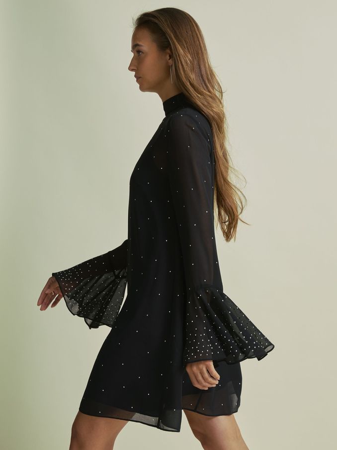Florere Rib Knit Metallic Thread Midi Dress in Black (AB1723) | AED286