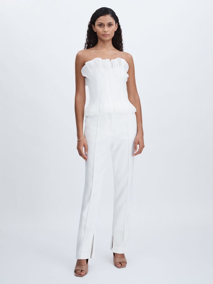 Acler Slim-Fit Ivory Ankle-Zip Tailored Trousers in Ivory (AB1745) | AED690