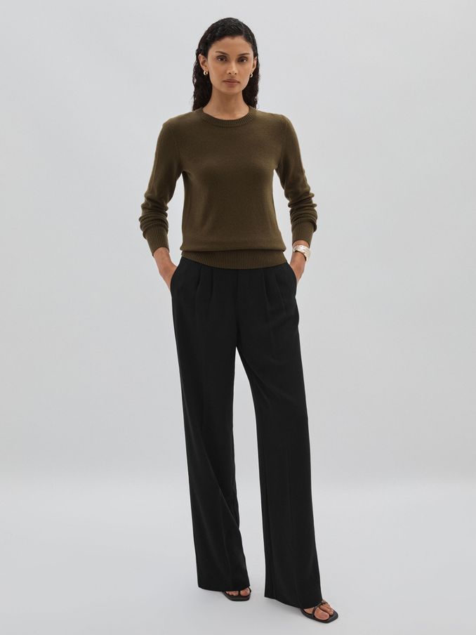 Paige High-Rise Twill Trousers in Black (AB1777) | US$317