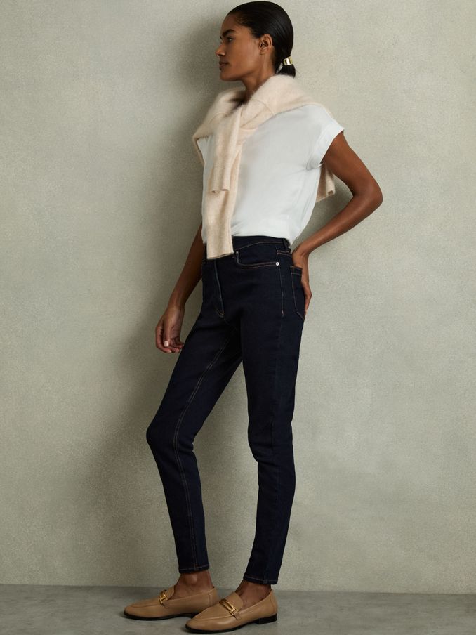 Petite Skinny Jeans in Dark Blue (AB1791) | US$160