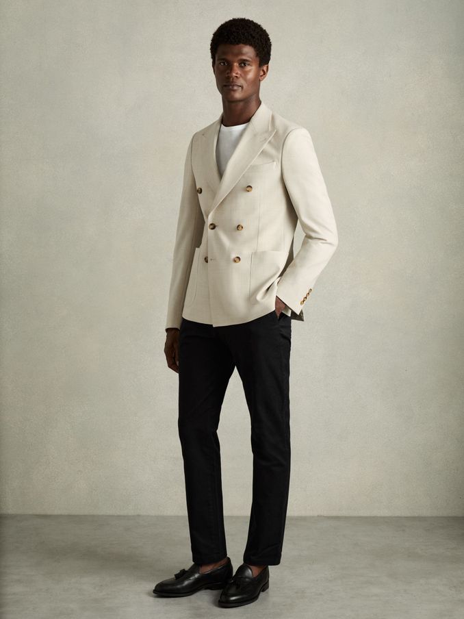 Slim Fit Washed Cotton Blend Chinos in Black (AB1792) | US$87