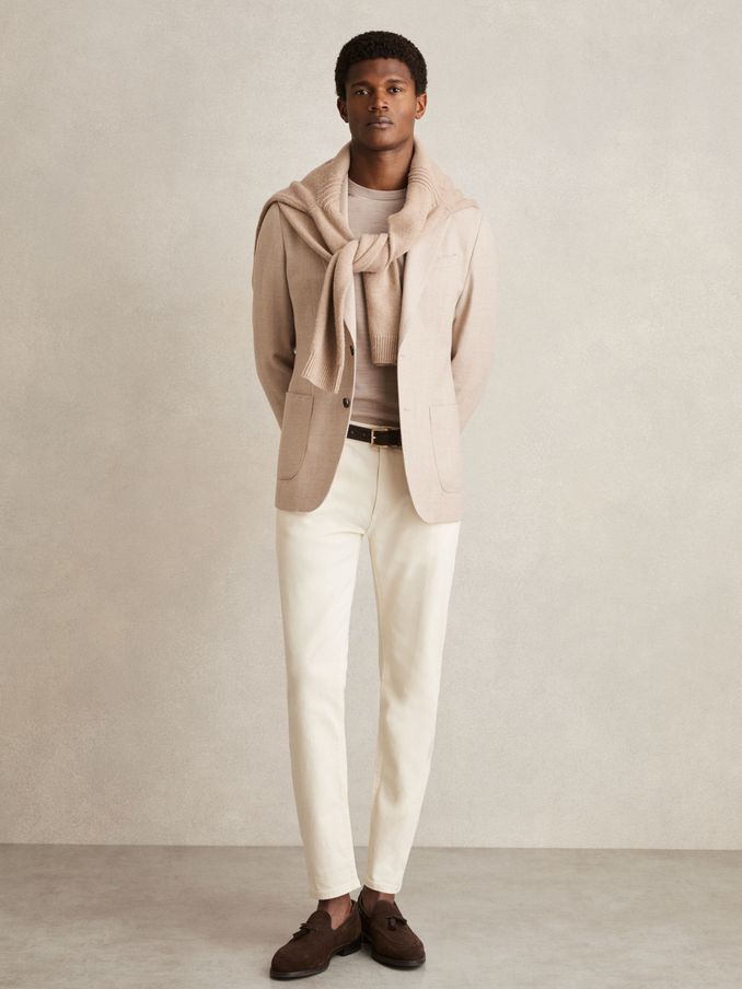 Cotton-Stretch Slim-Fit Jeans in White (AB1799) | US$160