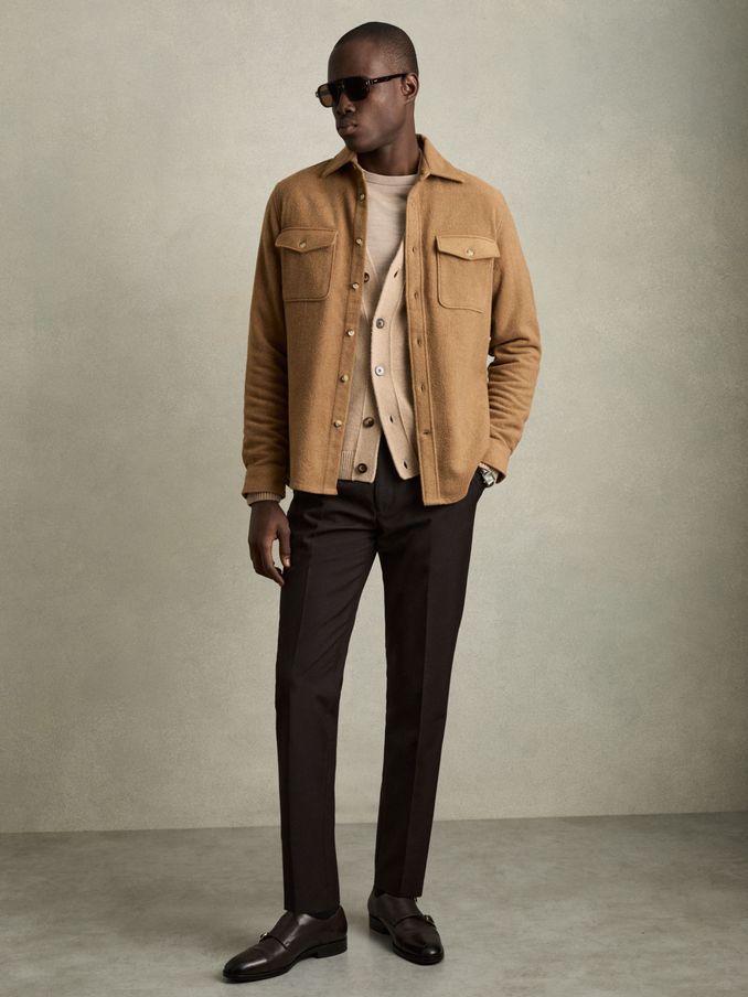 Twin-Pocket Overshirt With Wool in Camel (AB2009) | CHF 126