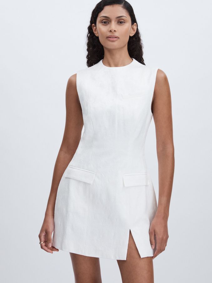 Anna Quan Cotton Blend Jacquard Mini Dress in White (AB2015) | 1,296 SAR
