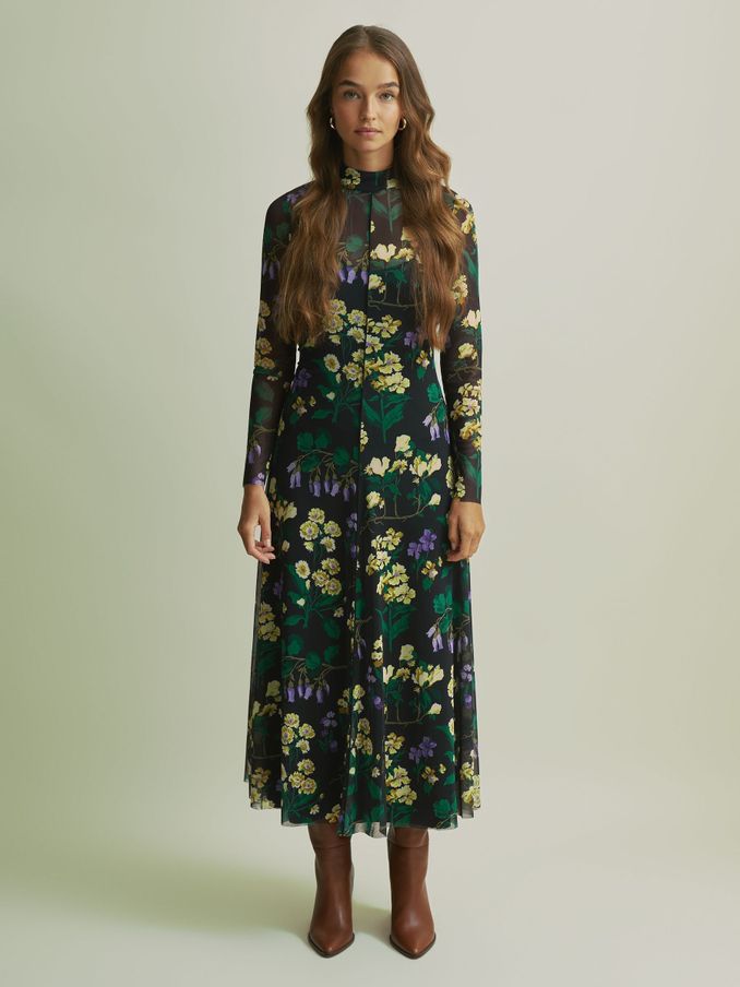 Florere Fit-and-Flare Mesh Midi Dress in Multi (AB2018) | €92