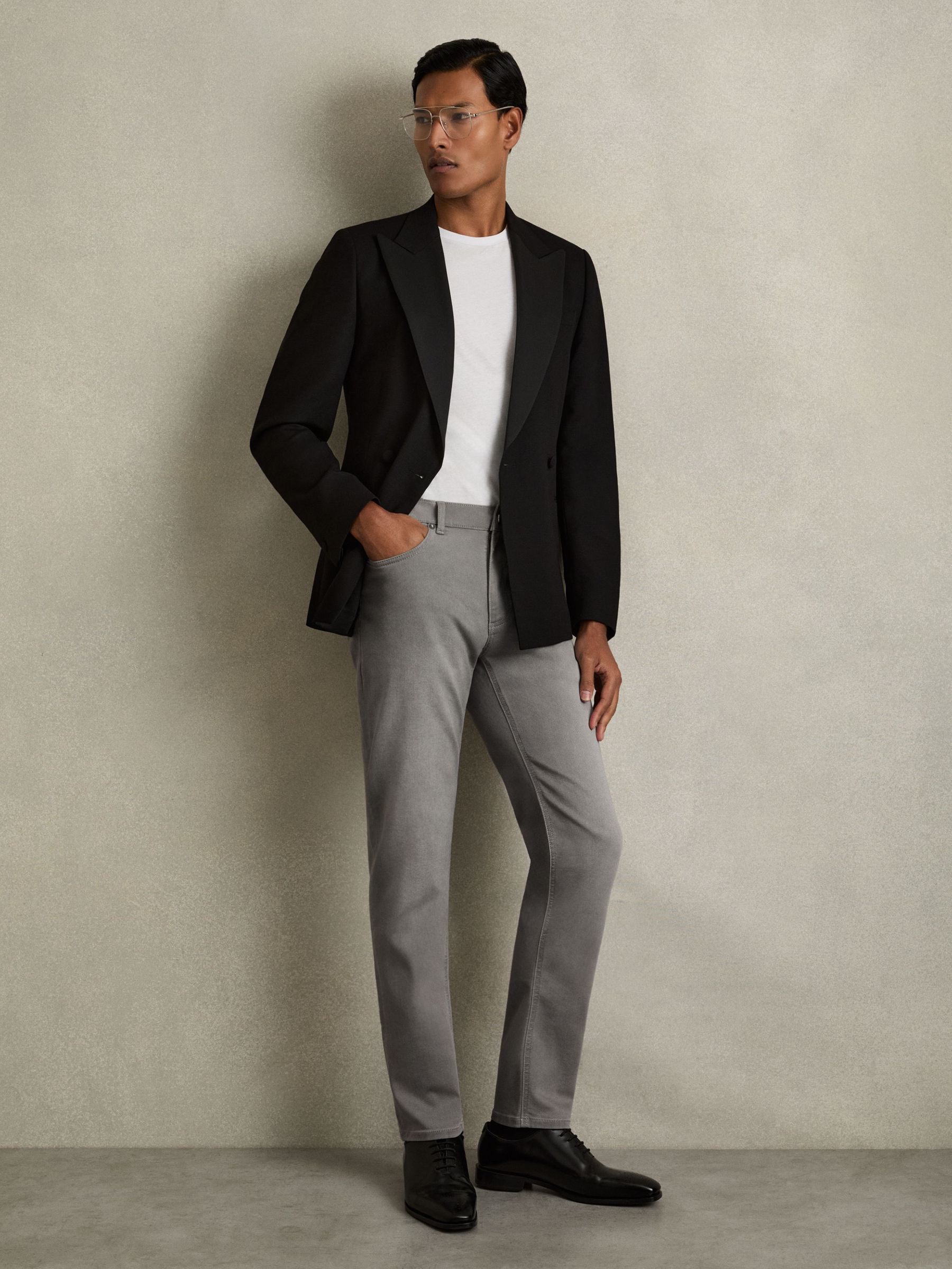 Cotton-Stretch Slim-Fit Jeans in Light Washed Grey (AB2027) | US$160