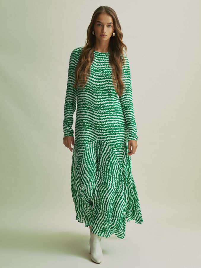 Florere Green Asymmetric Midi Dress in Green (AB2033) | €102