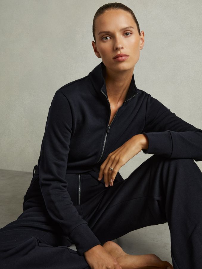 Belted Loopback-Jersey Jumpsuit in Navy (AB2048) | €79