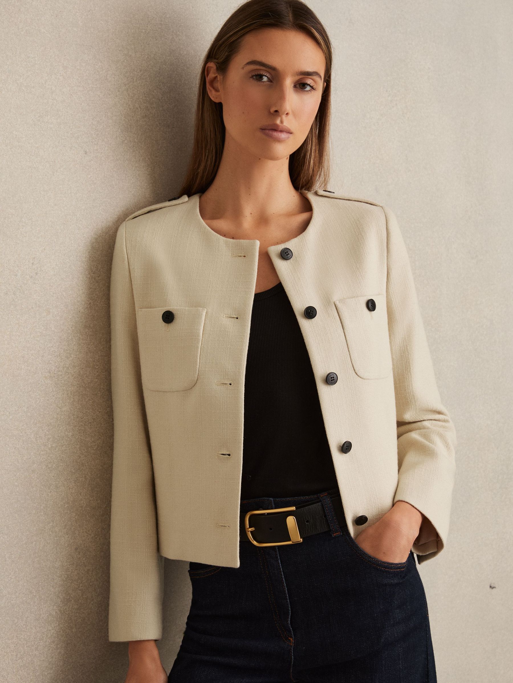 Wool Cropped Jacket in Cream (AB2049) | €360