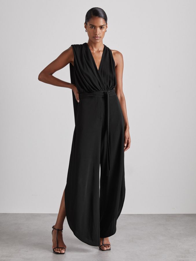 Atelier Gathered-Jersey Jumpsuit in Black (AB2053) | US$171