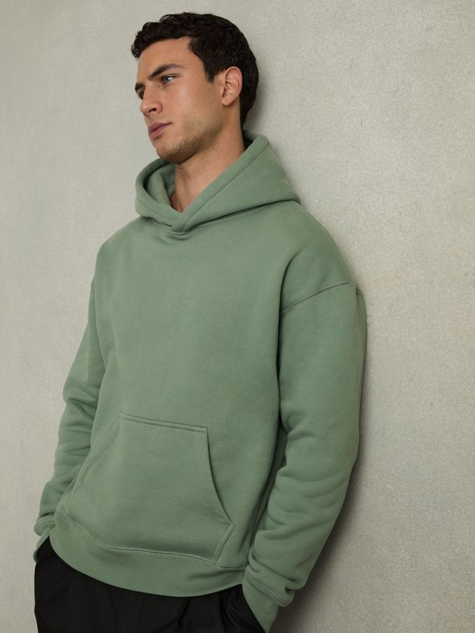 Cotton Fleece-Back Hoodie in Bright Green (AB2057) | US$111