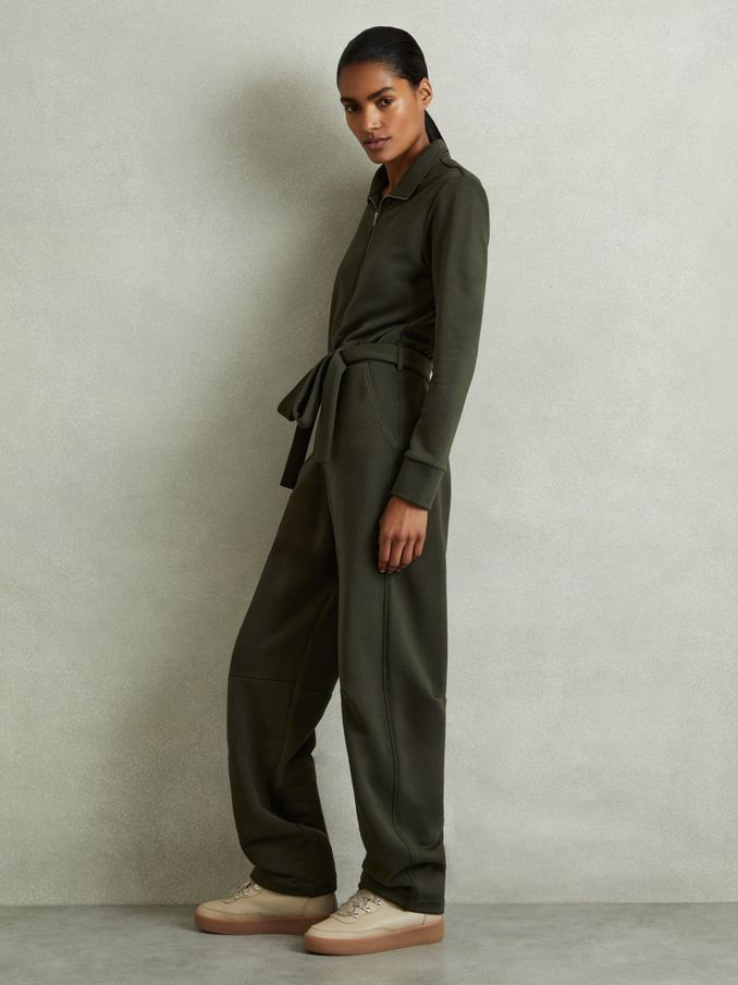 Jumpsuit met loopback en ceintuur in kaki (AB2061) | € 79