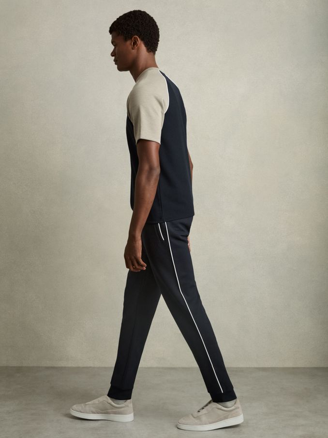 Interlock Piped Drawstring Joggers in Navy (AB2067) | €58