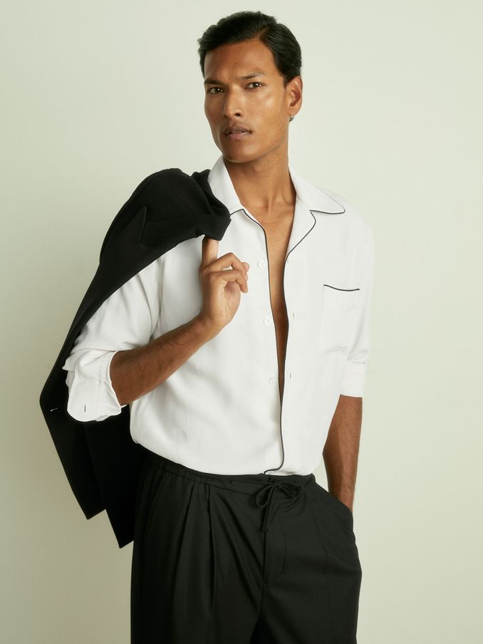 Cocktail-Jacquard Faille Shirt in White (AB2075) | €54