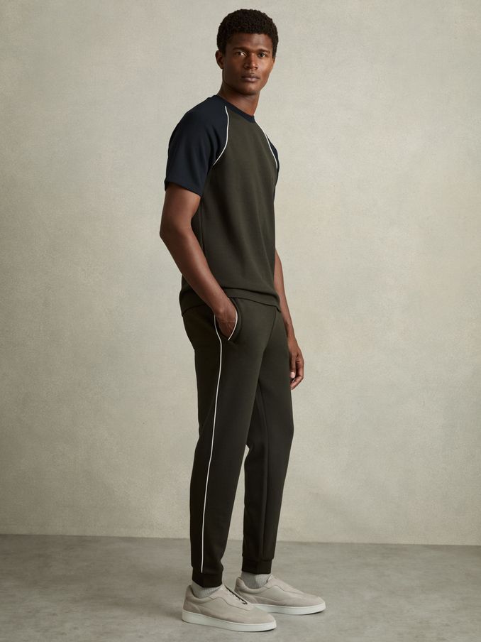Interlock Piped Drawstring Joggers in Forest Green (AB2079) | HK$568