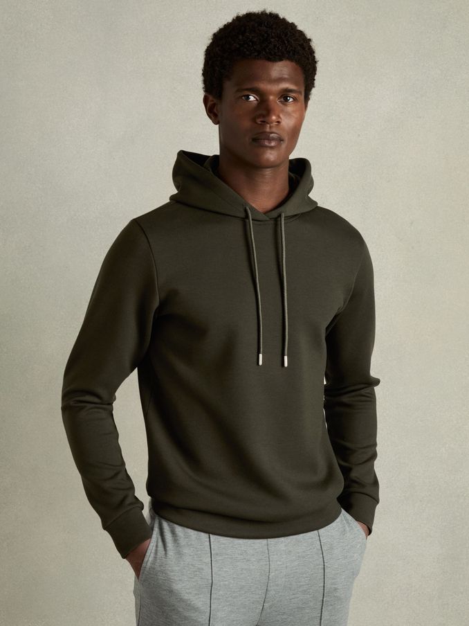Interlock Jersey Drawstring Hoodie in Forest Green (AB2083) | €112