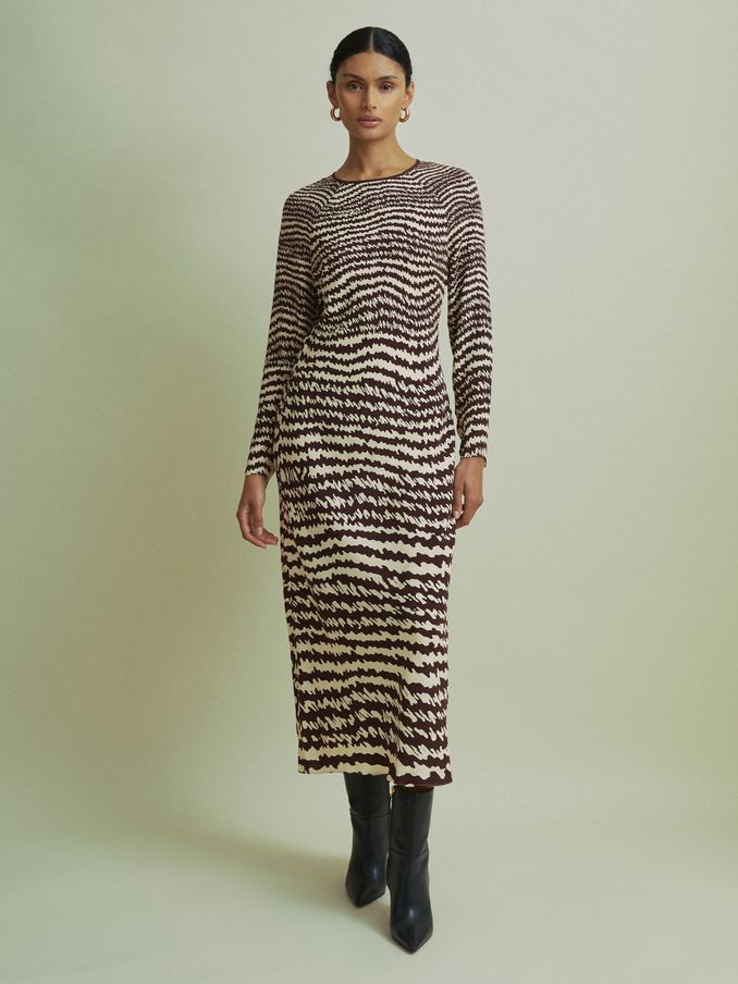 Florere Column Midi Dress in Chocolate (AB2086) | €129