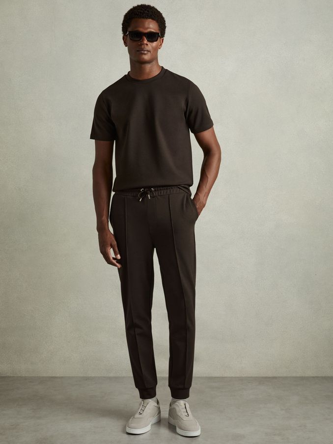 Interlock-Jersey Drawstring Joggers in Chocolate Brown (AB2093) | US$96
