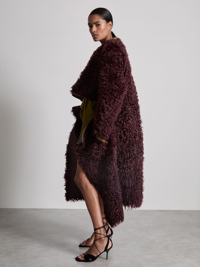 Atelier Shearling Convertible Coat in Burgundy (AB2295) | CA$3,264