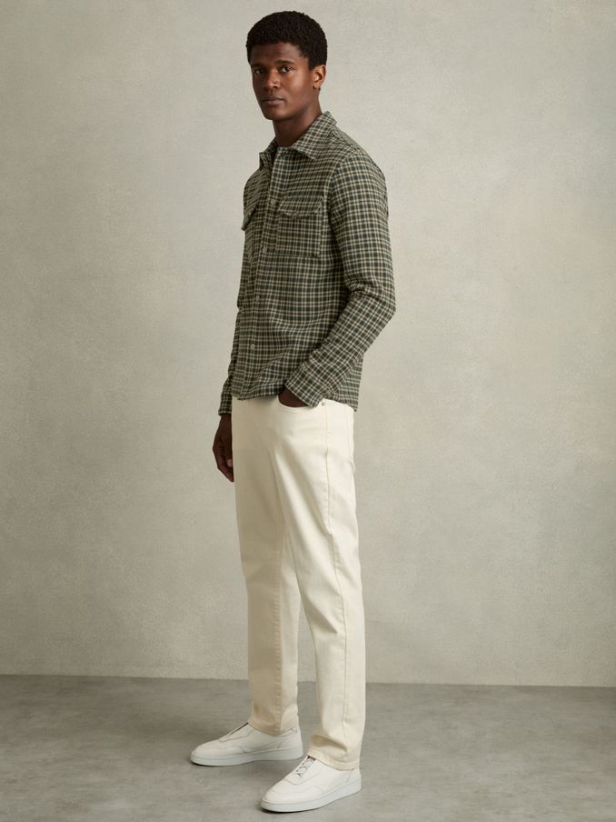 Check Patch-Pocket Overshirt in Green (AB2301) | €89