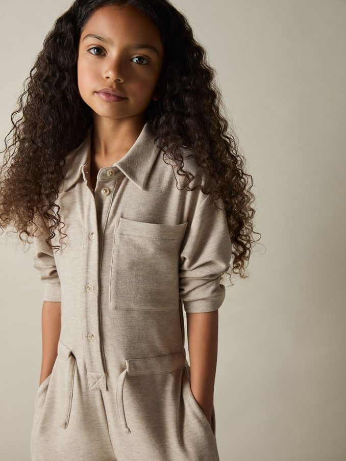 9-13 yrs Jersey Mélange Drawstring Boilersuit in Oatmeal (AB2308) | HK$518