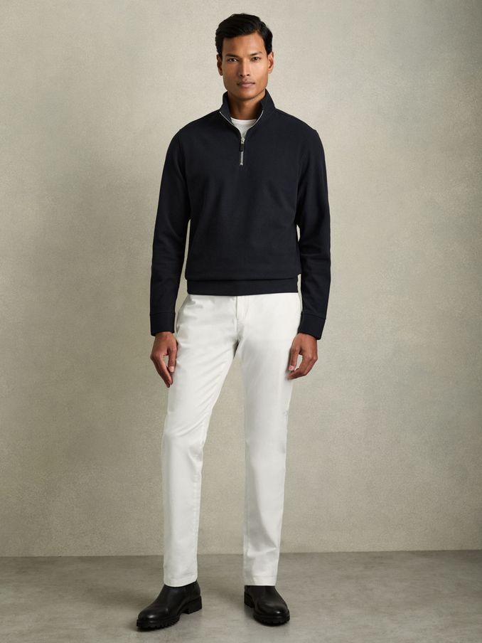 Brushed-Corduroy Half-Zip Jumper in Navy (AB2311) | US$127