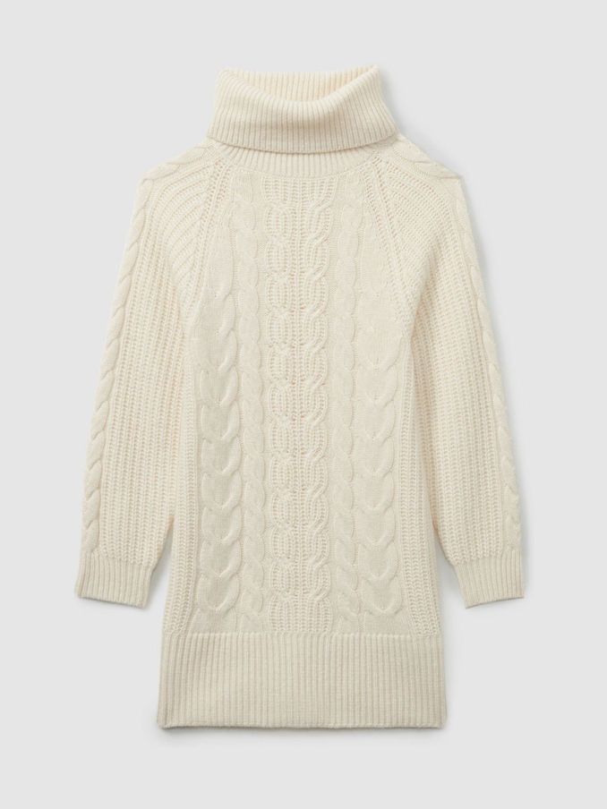13-14 yrs Wool-Blend Cabled Jumper Dress in Cream (AB2329) | €60