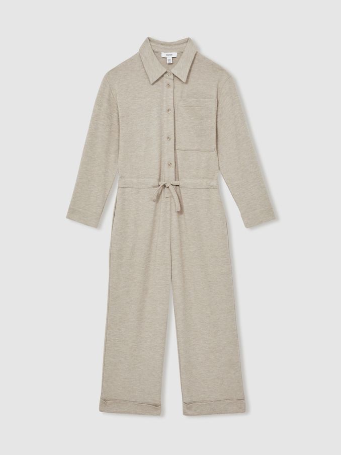 13-14 yrs Jersey Mélange Drawstring Boilersuit in Oatmeal (AB2350) | US$63