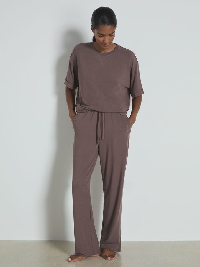 Thermal Jersey Drawstring Joggers in Dark Mink (AB2370) | US$62