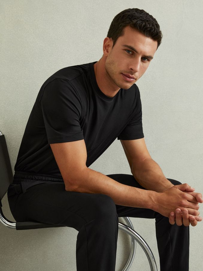 Crew-Neck Jersey T-shirt in Black (AB2382) | €40