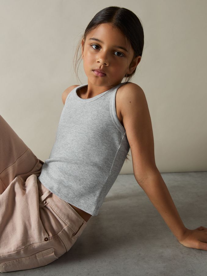 9-13 yrs Cotton Blend Ribbed Vest in Grey (AB2401) | €15