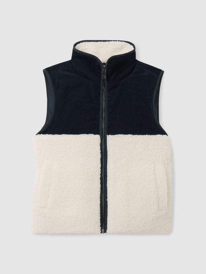 13-14 yrs Cotton-Corduroy and Fleece Gilet in Navy/White (AB2404) | €48