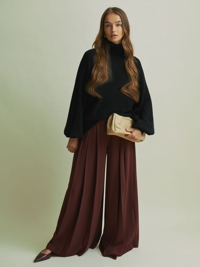 Florere Wool Blend Roll Neck Jumper in Black (AB2421) | US$120