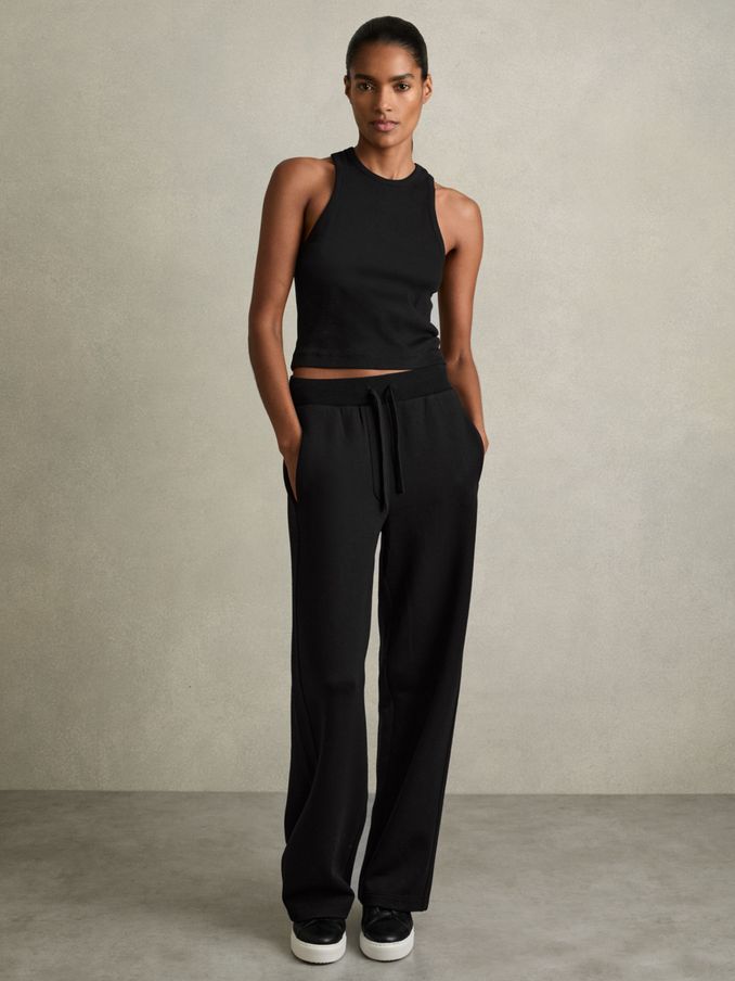 Wide-Leg Jersey Drawstring Joggers in Black (AB2422) | €195