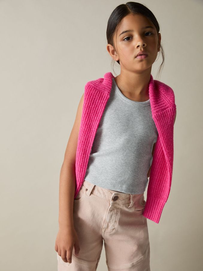 4-9 yrs Cotton Blend Ribbed Vest in Grey (AB2439) | €10